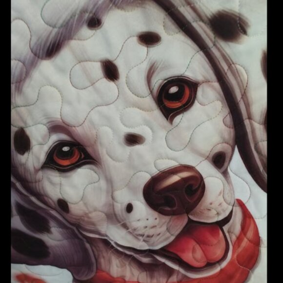 Merry Christmas Dalmatian Dog! New Handmade! Quilted Throw 42" x 42" - Picture 3 of 9